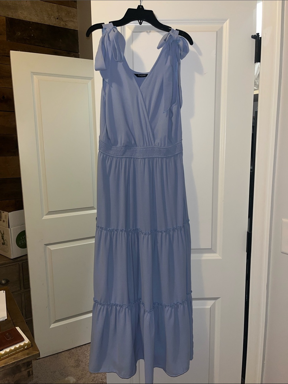 Light Blue Tie-Shoulder Maxi Dress